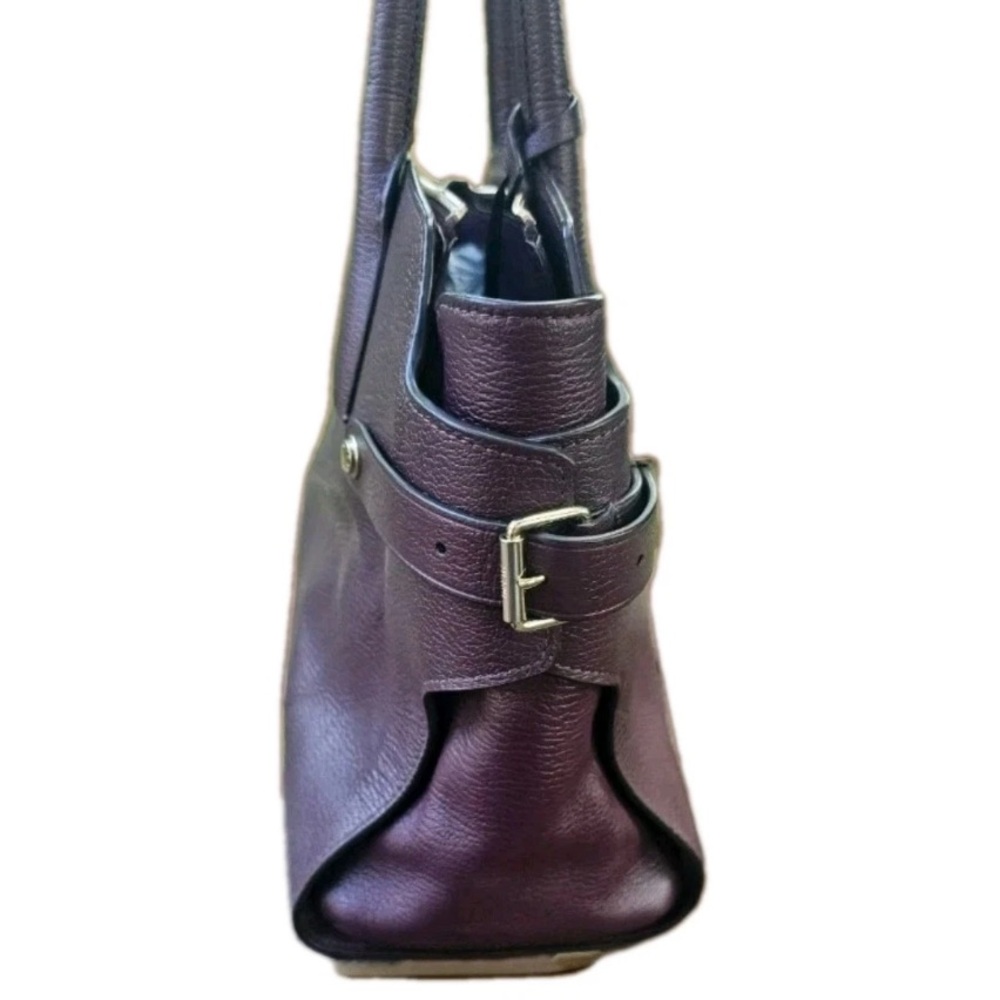 Henri Bendel Carlyle Purple Pebbled Leather Satchel - Picture 4 of 11